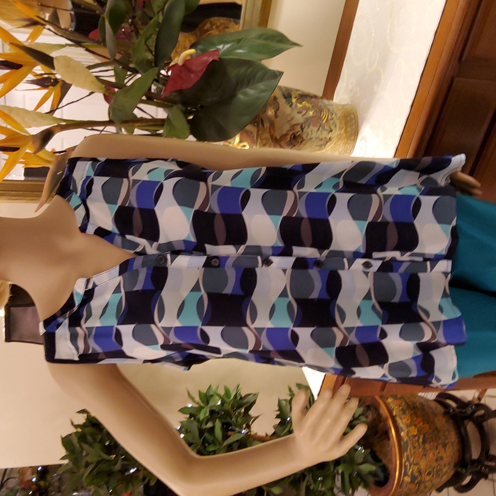 High-Low Sleeveless Button Front Top By Spense